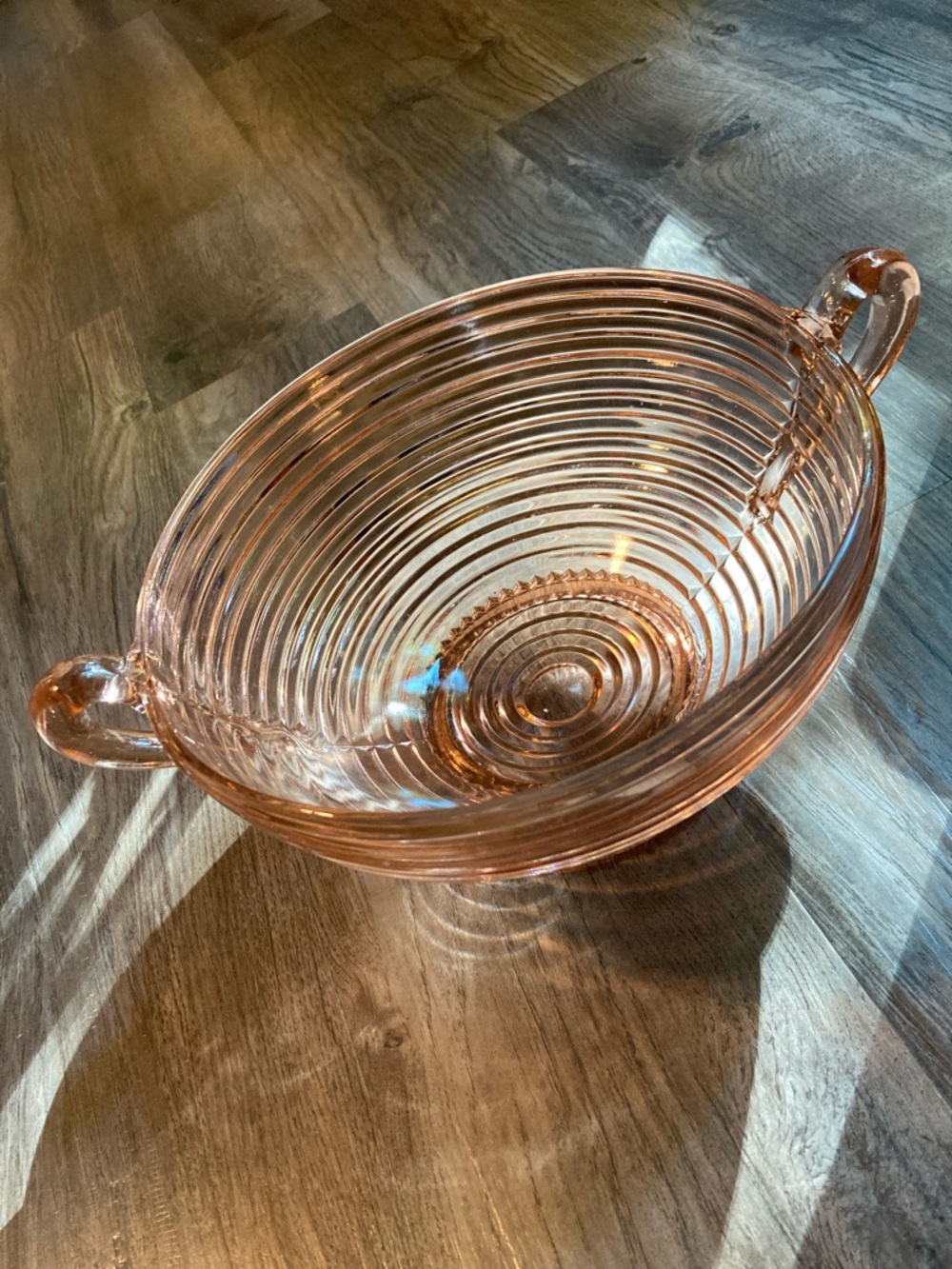 Vintage Anchor Hocking Manhattan Pink Depression Glass Fruit Bowl